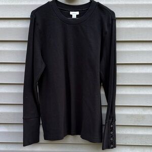 Sundance | Thermal Waffleknit Long Sleeve Black Button Sleeve Detail size XL